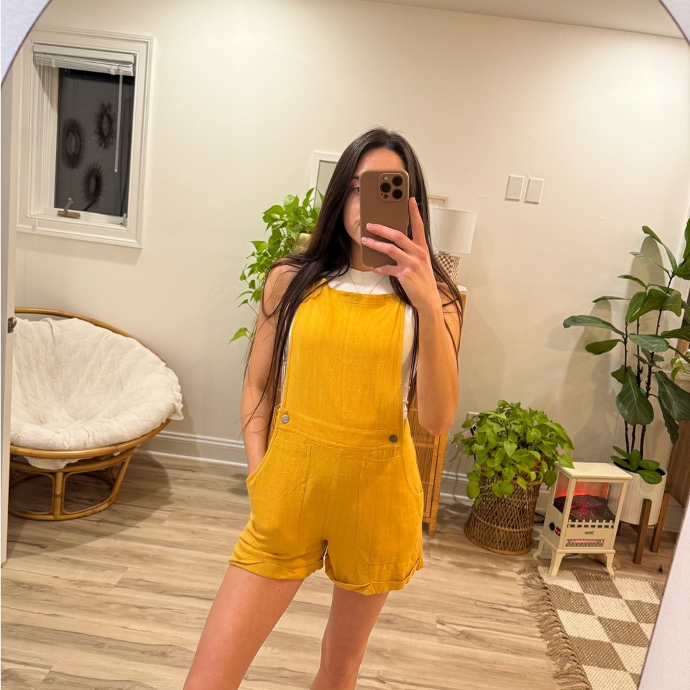 Mustard Yellow Overalls Shorts
